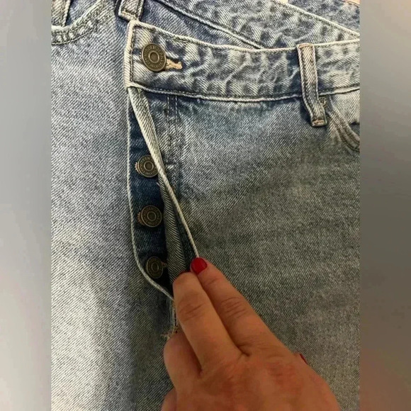 Asymmetrical jean mini skirt button fly Hidden brand Los Angeles size M (E107) - Picture 2 of 6